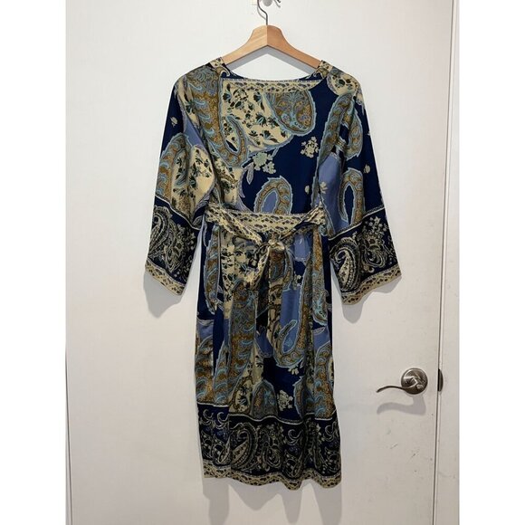 ICE Vintage Boho Paisley Print V-Neck Midi Dress Size 8 - Picture 4 of 8